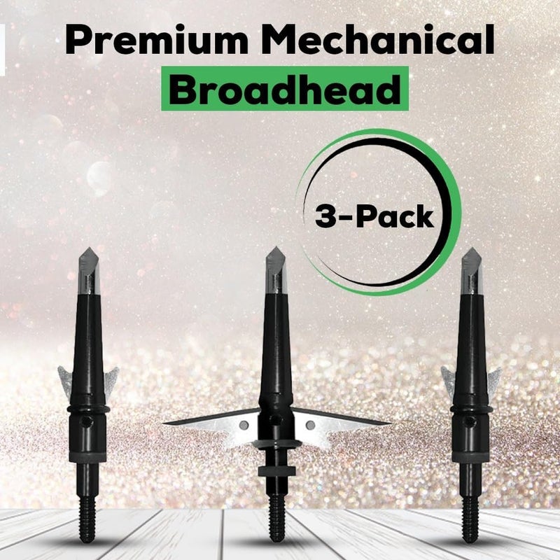 CentroPoint DEADPOINT Broadhead 100 Grain 3-Pack - Mechanical Crossbow Broadheads with 2 Inch Cut and Stainless-Steel Blades - Image 3